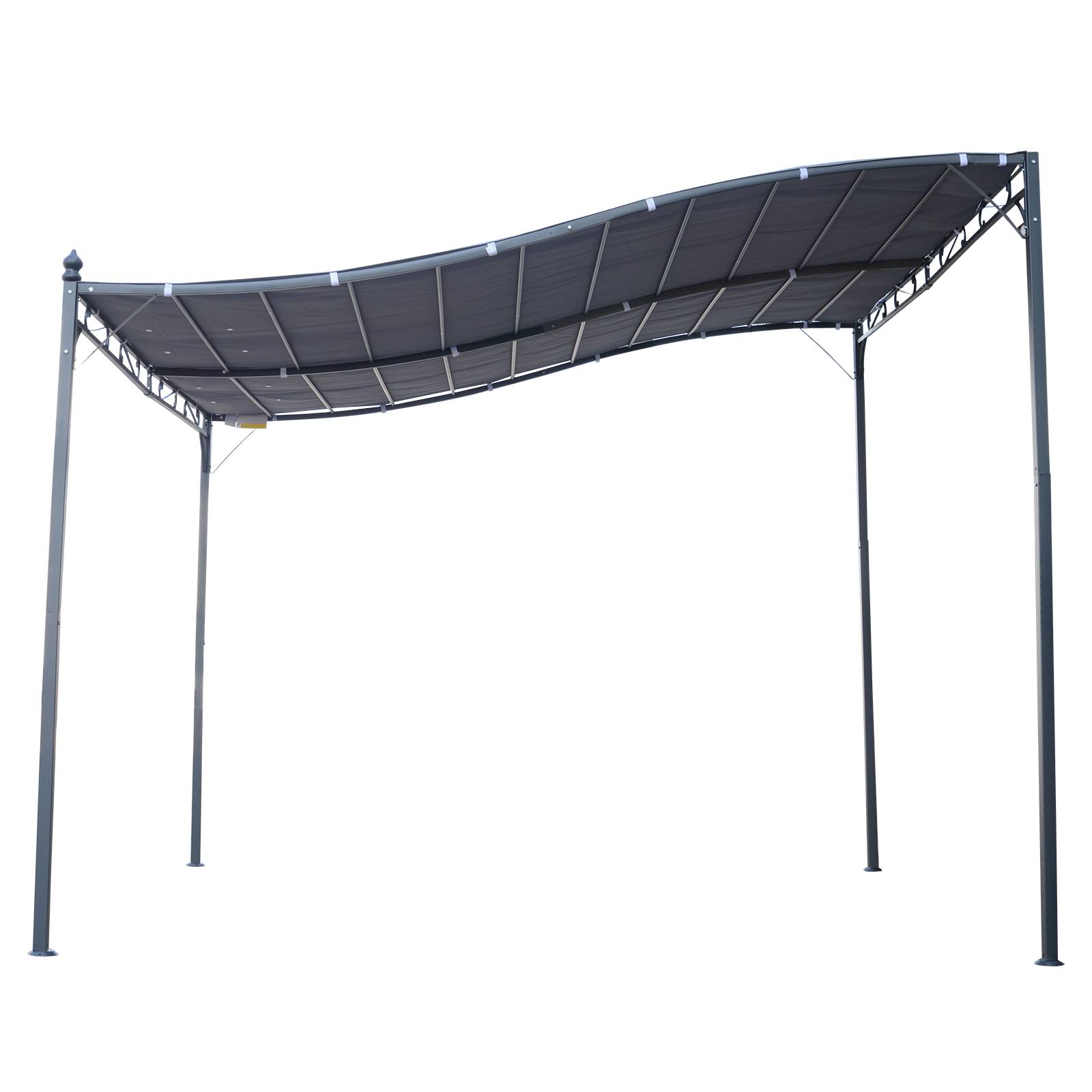 Outsunny - Pergola tonnelle adossable 3x3m imperméable anti-UV métal polyester gris - Outsunny - Image 4