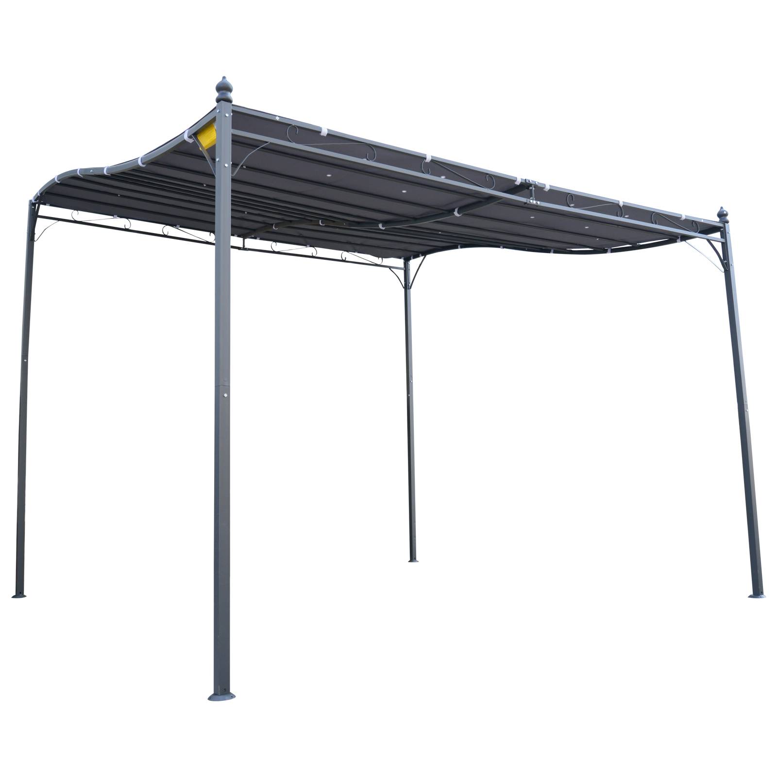 Outsunny - Pergola tonnelle adossable 3x3m imperméable anti-UV métal polyester gris - Outsunny - Image 5