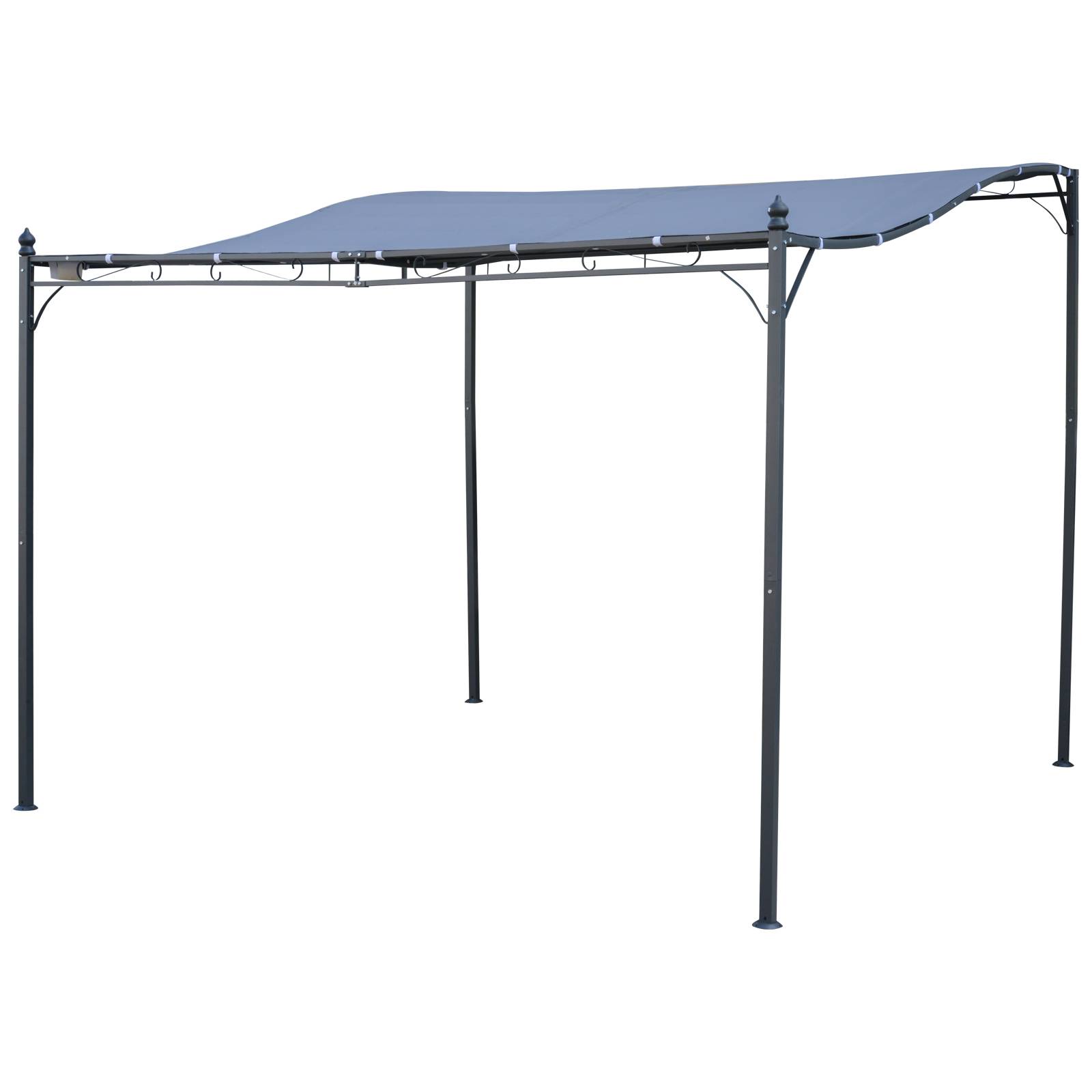 Outsunny - Pergola tonnelle adossable 3x3m imperméable anti-UV métal polyester gris - Outsunny - Image 6