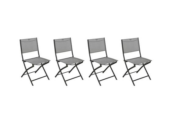 Hesperide - Lot de 4 Chaises de jardin pliante métal Modula Galet / Graphite - Hesperide - Image 1