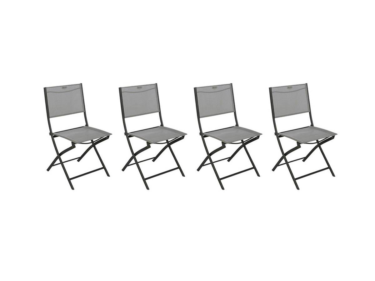 Hesperide - Lot de 4 Chaises de jardin pliante métal Modula Galet / Graphite - Hesperide - Image 1