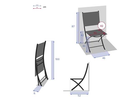 Hesperide - Lot de 4 Chaises de jardin pliante métal Modula Galet / Graphite - Hesperide - Image 5