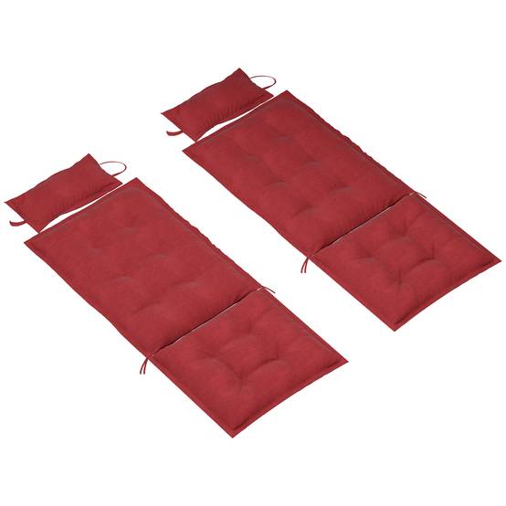 Lot de 2 coussins pour transats, déperlants, pour transats de jardin, 50 x 116 x 5 cm, bordeaux - Image 2