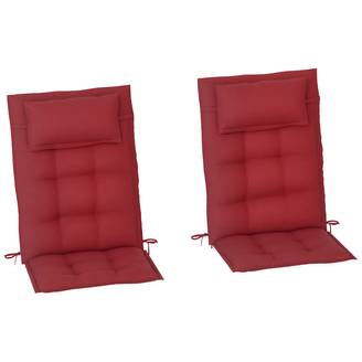 Lot de 2 coussins pour transats, déperlants, pour transats de jardin, 50 x 116 x 5 cm, bordeaux