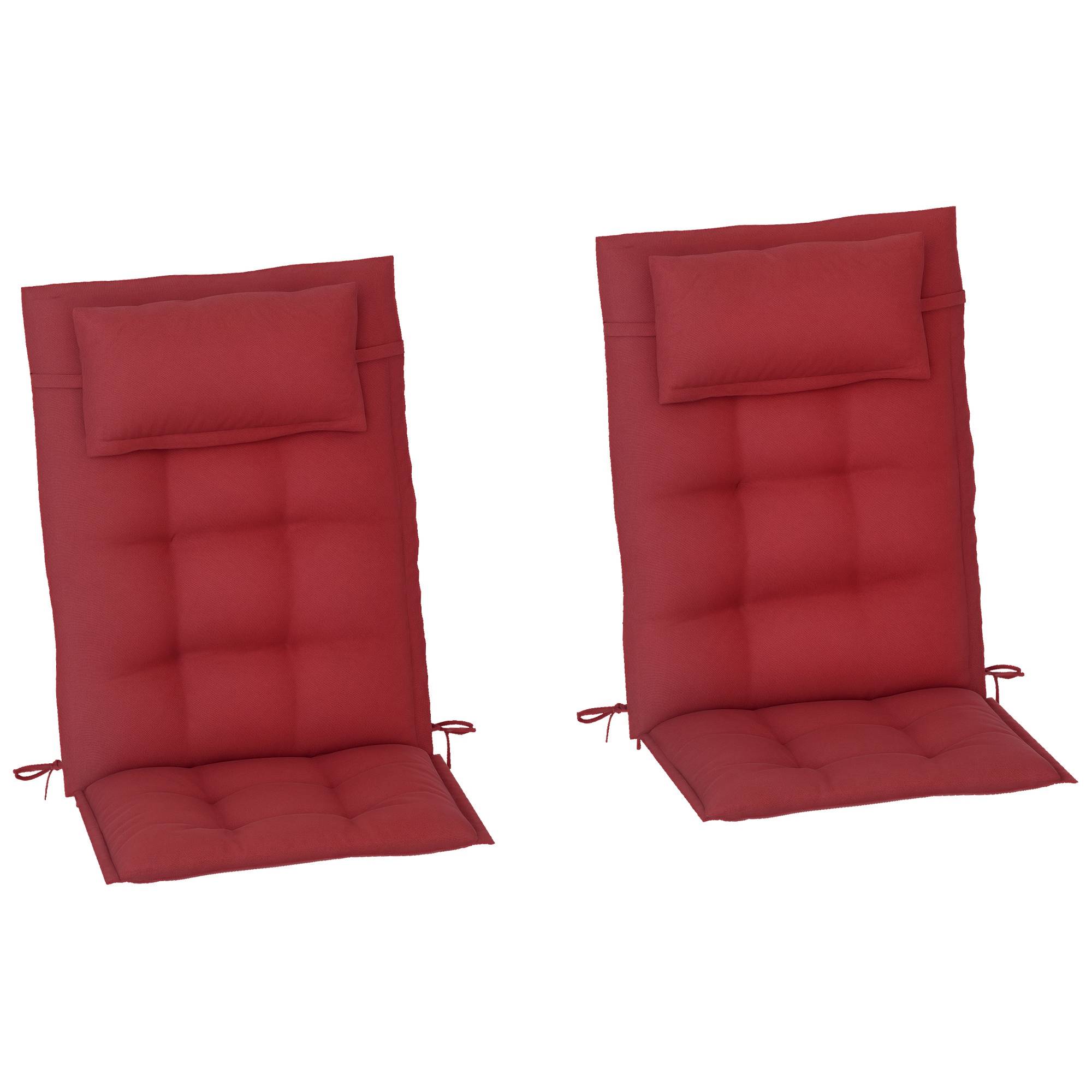 Lot de 2 coussins pour transats, déperlants, pour transats de jardin, 50 x 116 x 5 cm, bordeaux - Image 1