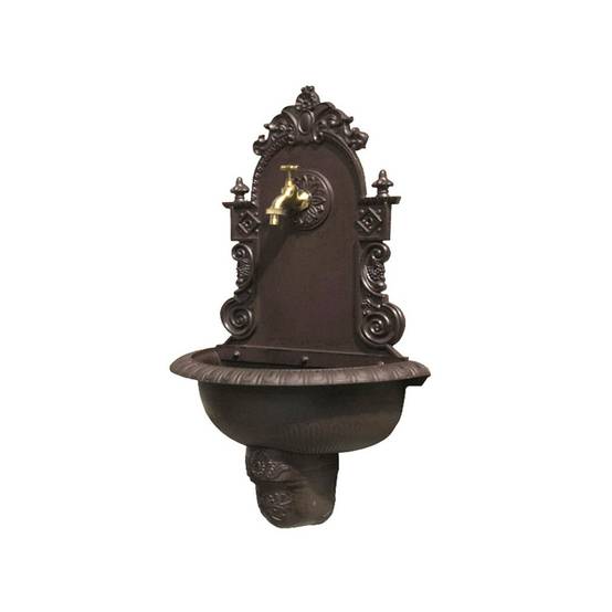 Fontaine de jardin murale extérieur fonte aluminium marron 75x44cm Chemin de campagne - Image 1