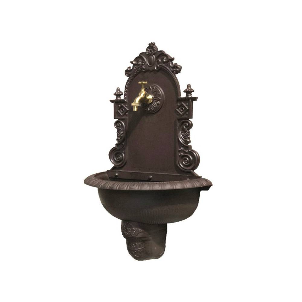 Fontaine de jardin murale extérieur fonte aluminium marron 75x44cm Chemin de campagne - Image 1