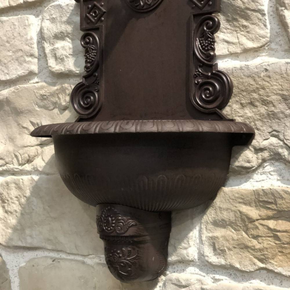 Fontaine de jardin murale extérieur fonte aluminium marron 75x44cm Chemin de campagne - Image 4