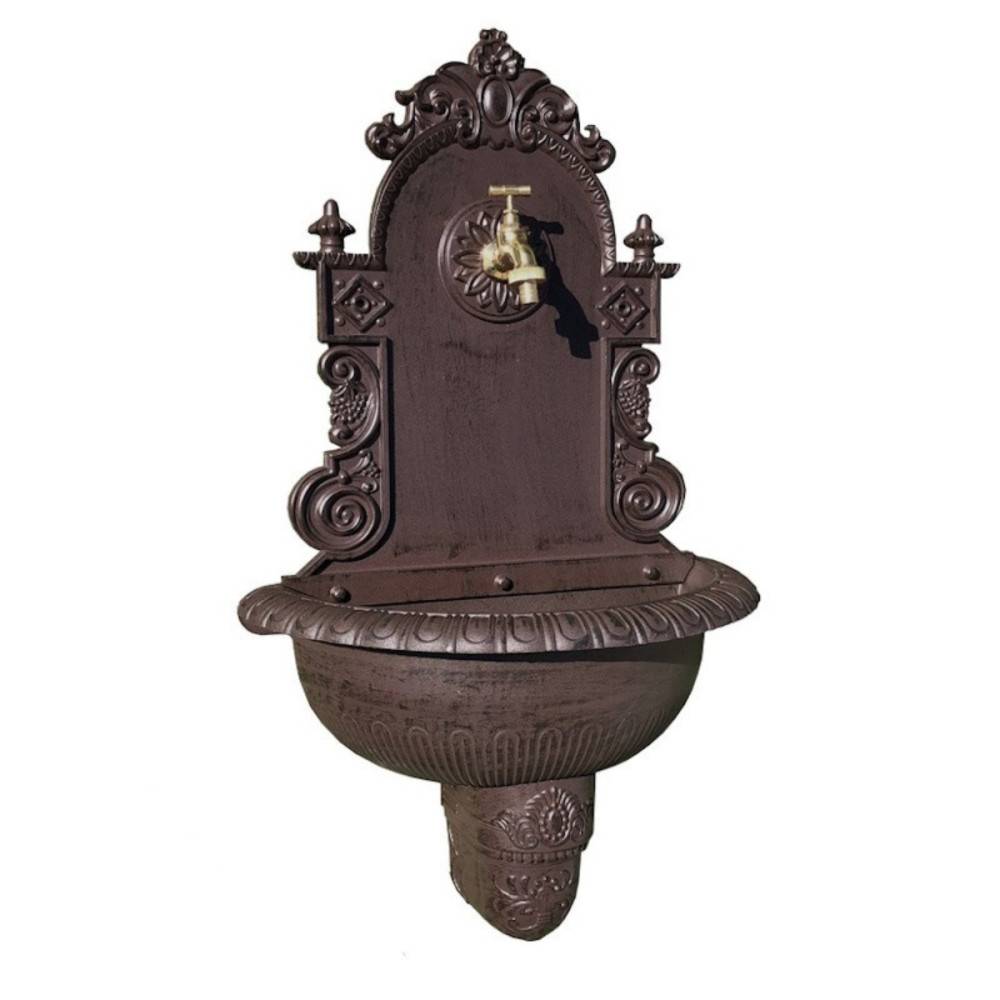 Fontaine de jardin murale extérieur fonte aluminium marron 75x44cm Chemin de campagne - Image 5