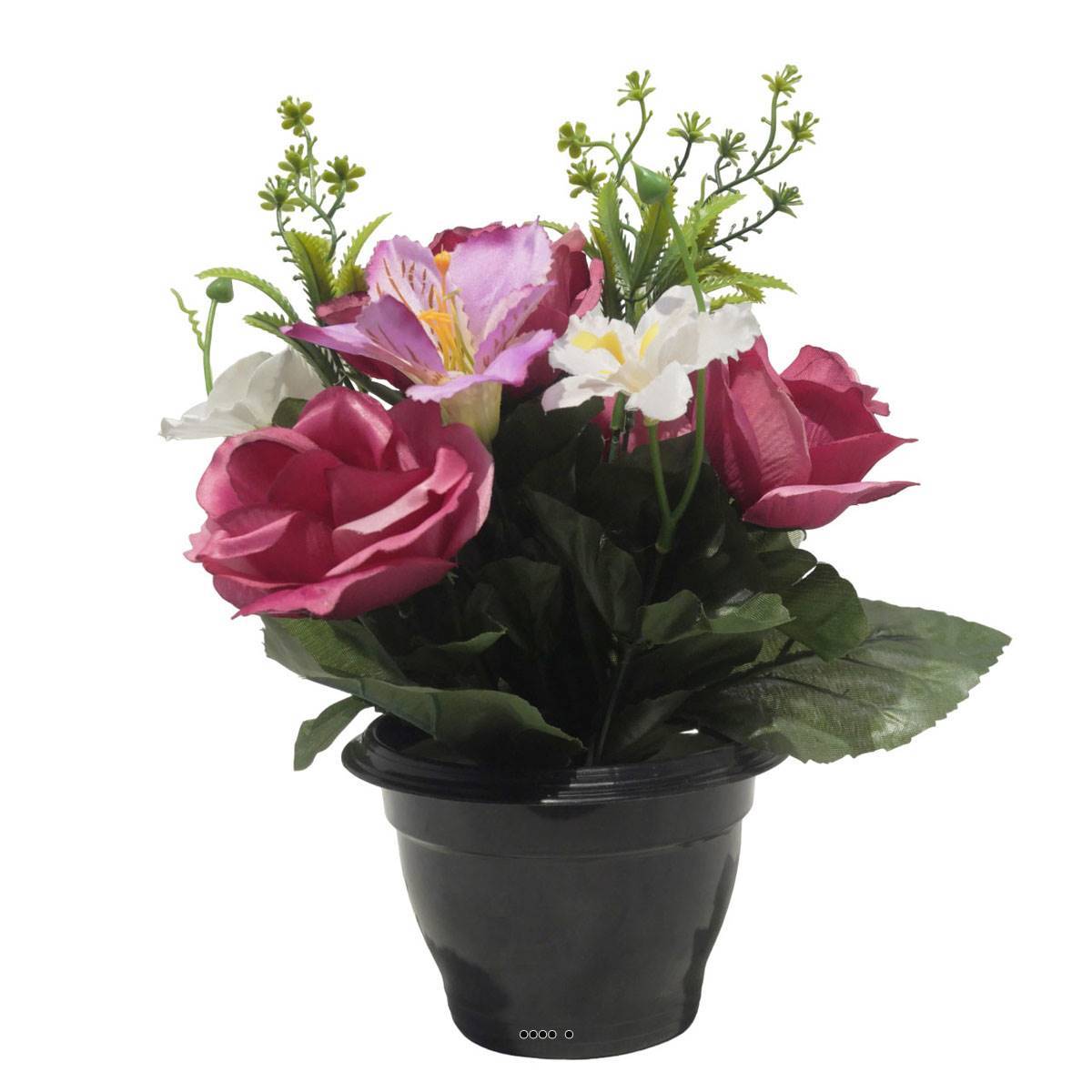 Artificielles - Pot pour les Tombes de Rose, Alstromeria et Orchidée artificiels pour la Toussaint Rose fushia - couleur: Rose fushia 730 - Image 2
