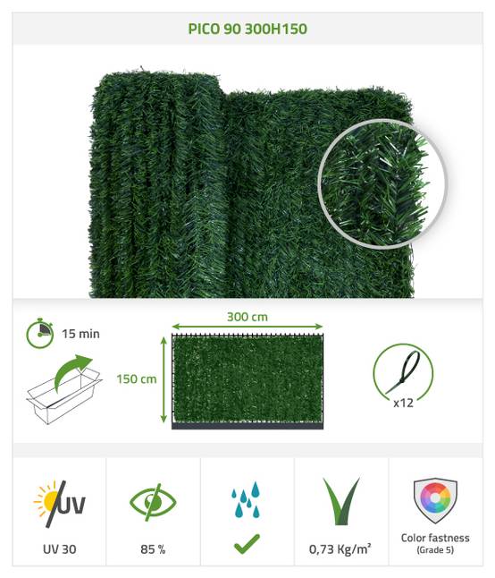 Casanoov Haie Artificielle 3 m PICO H.150 cm 90 brins - Image 2