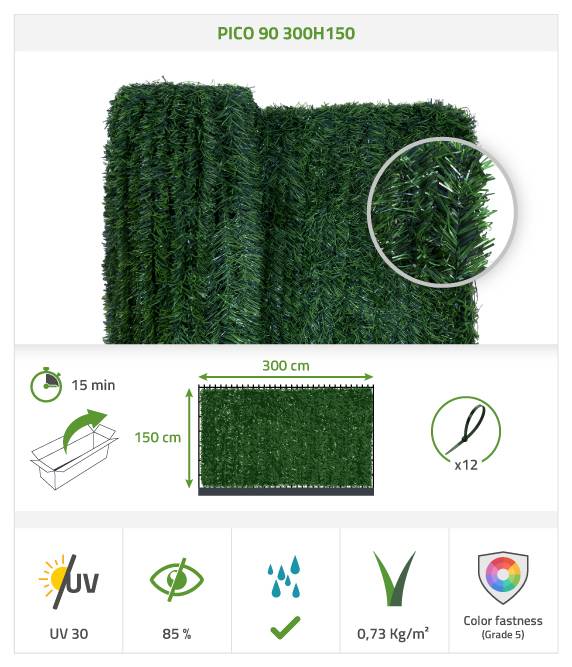Casanoov Haie Artificielle 3 m PICO H.150  cm 90 brins - Image 2