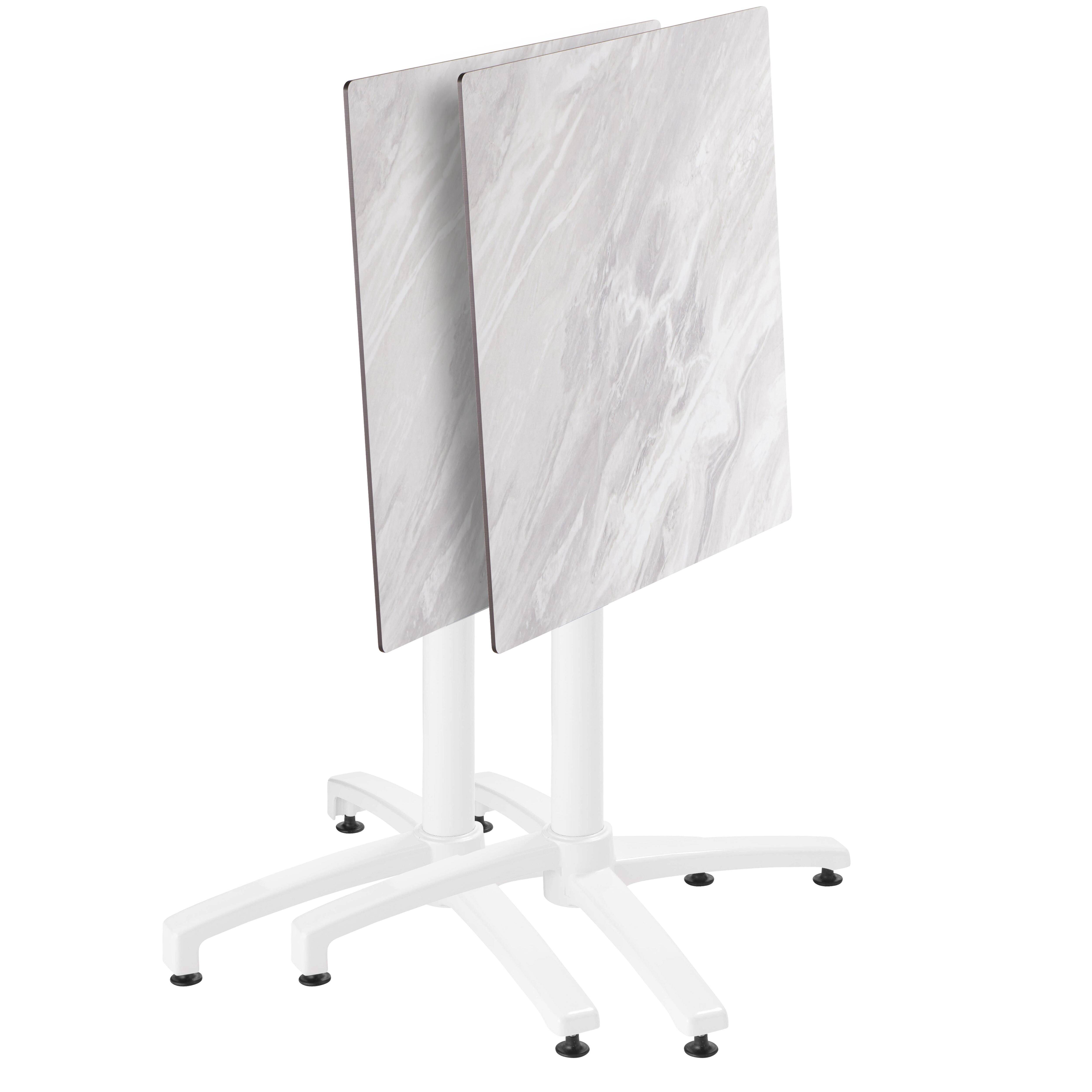 Oviala - Ensemble table 70 cm marbre et 4 chaises en métal blanc - Oviala - Image 3