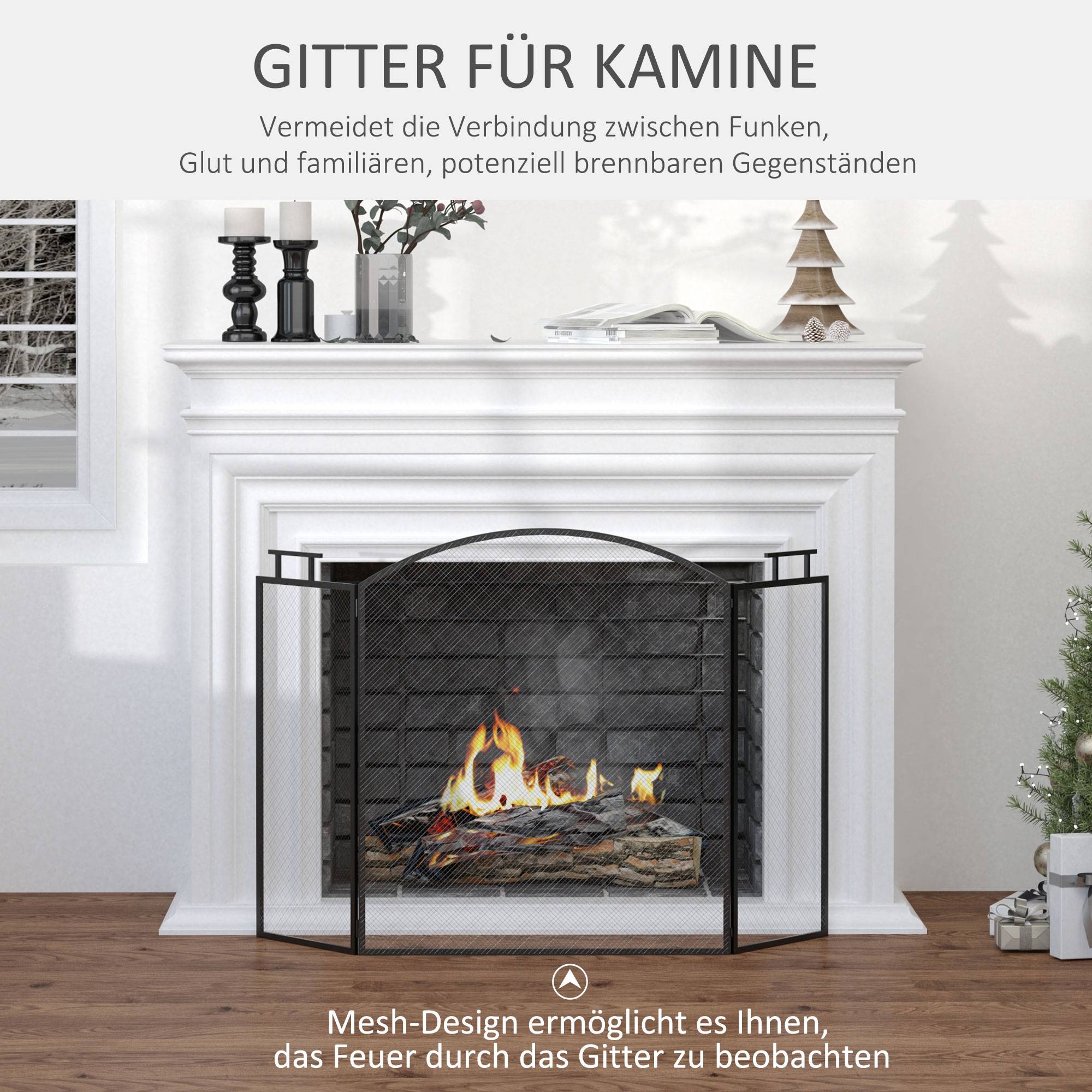 ComfortXL - Pare-feu de cheminée 3 panneaux en métal pliable 128cm sécurité enfant Noir – ComfortXL Outdoor Living - Image 4