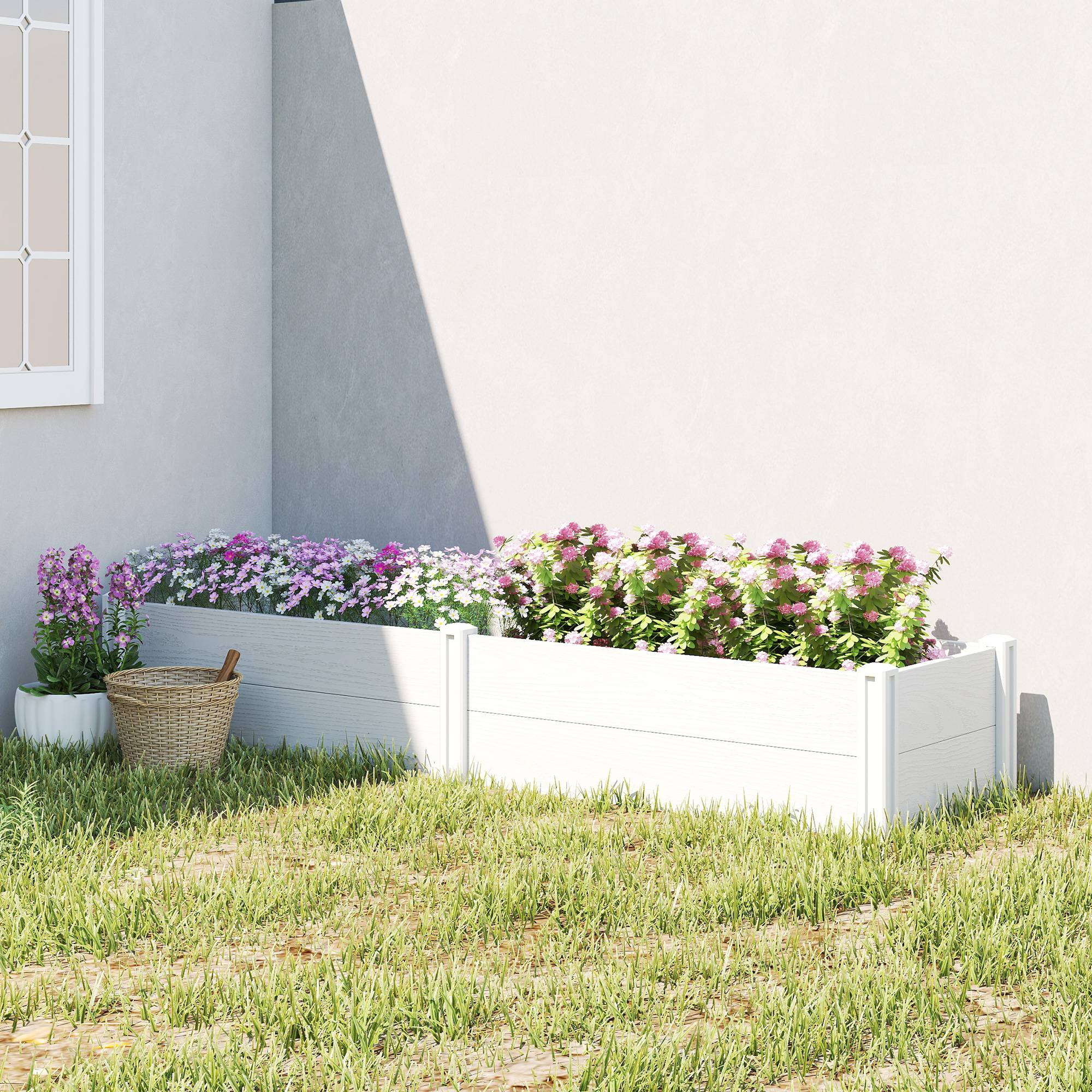 ComfortXL - Carré potager plastique jardin extérieur modulable sans outils 197x54x33cm blanc - ComfortXL Outdoor Living - Image 3