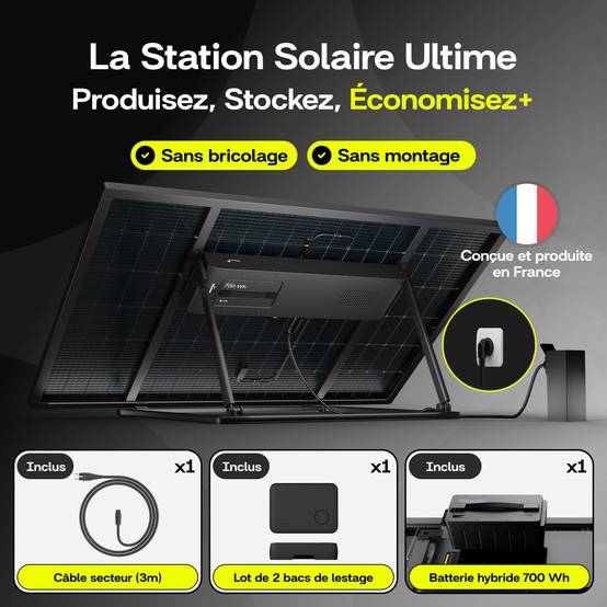 Sunology PLAY Max - Panneau solaire 450W bifacial avec batterie hybride & modulaire 700Wh – Station solaire livrée totalement assemblée - Image 2