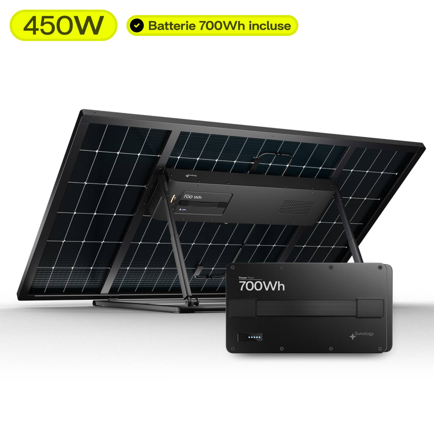 Sunology PLAY Max - Panneau solaire 450W bifacial avec batterie hybride & modulaire 700Wh – Station solaire livrée totalement assemblée - Image 1