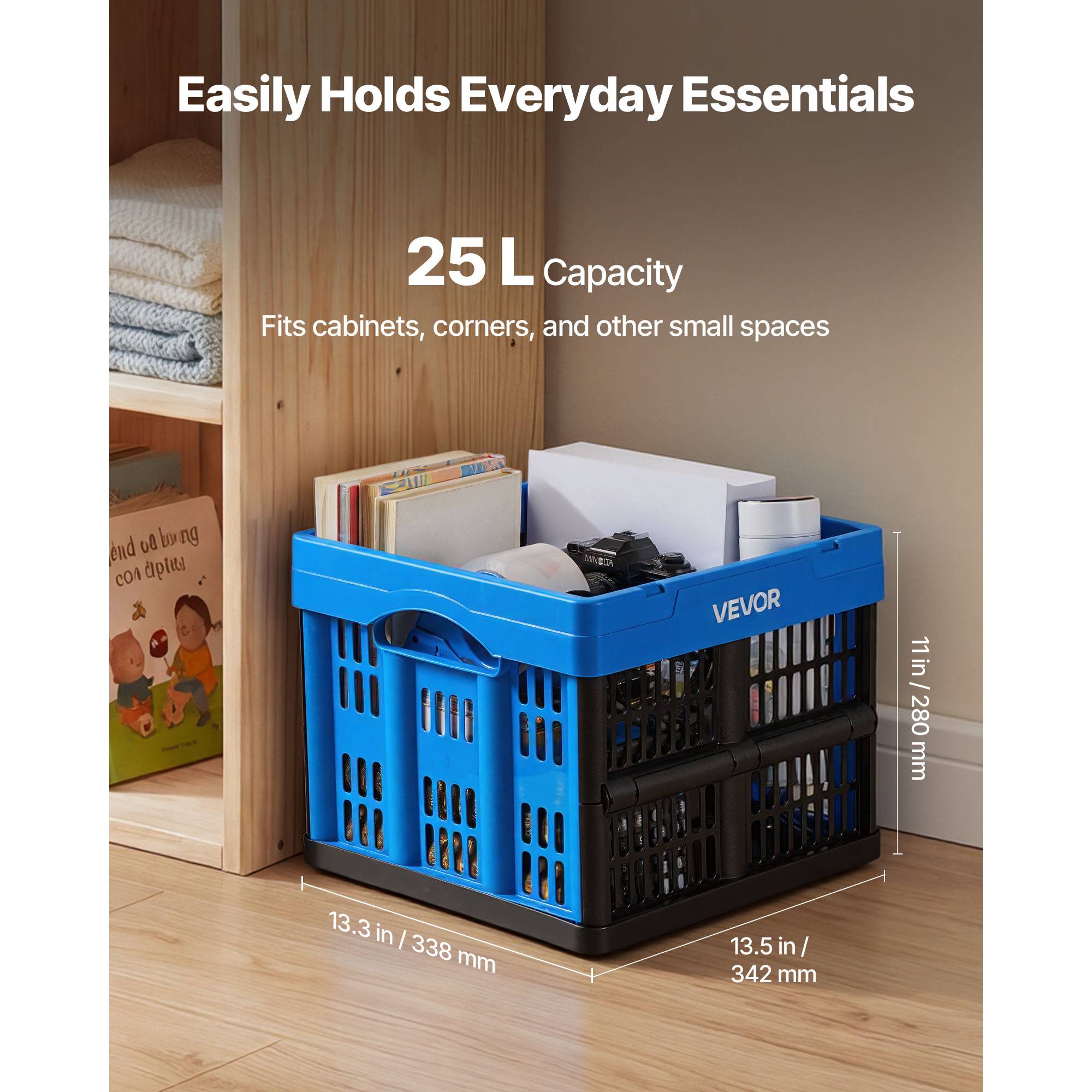 Vevor - Vevor Caisse Plastique Pliable 25 L Lot De 3 Cagette Empilable Rangement Maison - Image 3