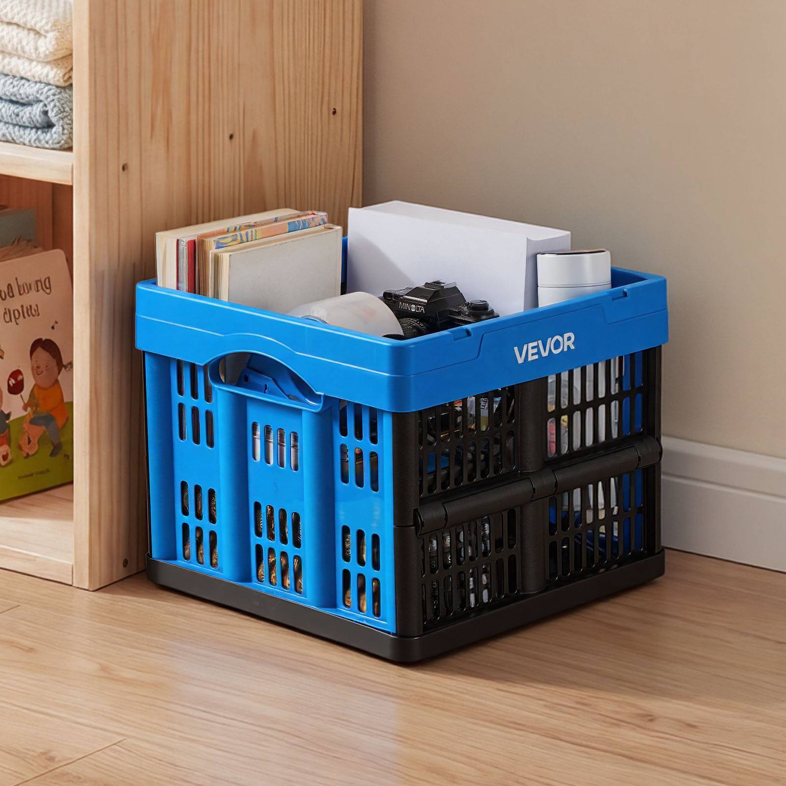 Vevor - Vevor Caisse Plastique Pliable 25 L Lot De 3 Cagette Empilable Rangement Maison - Image 8