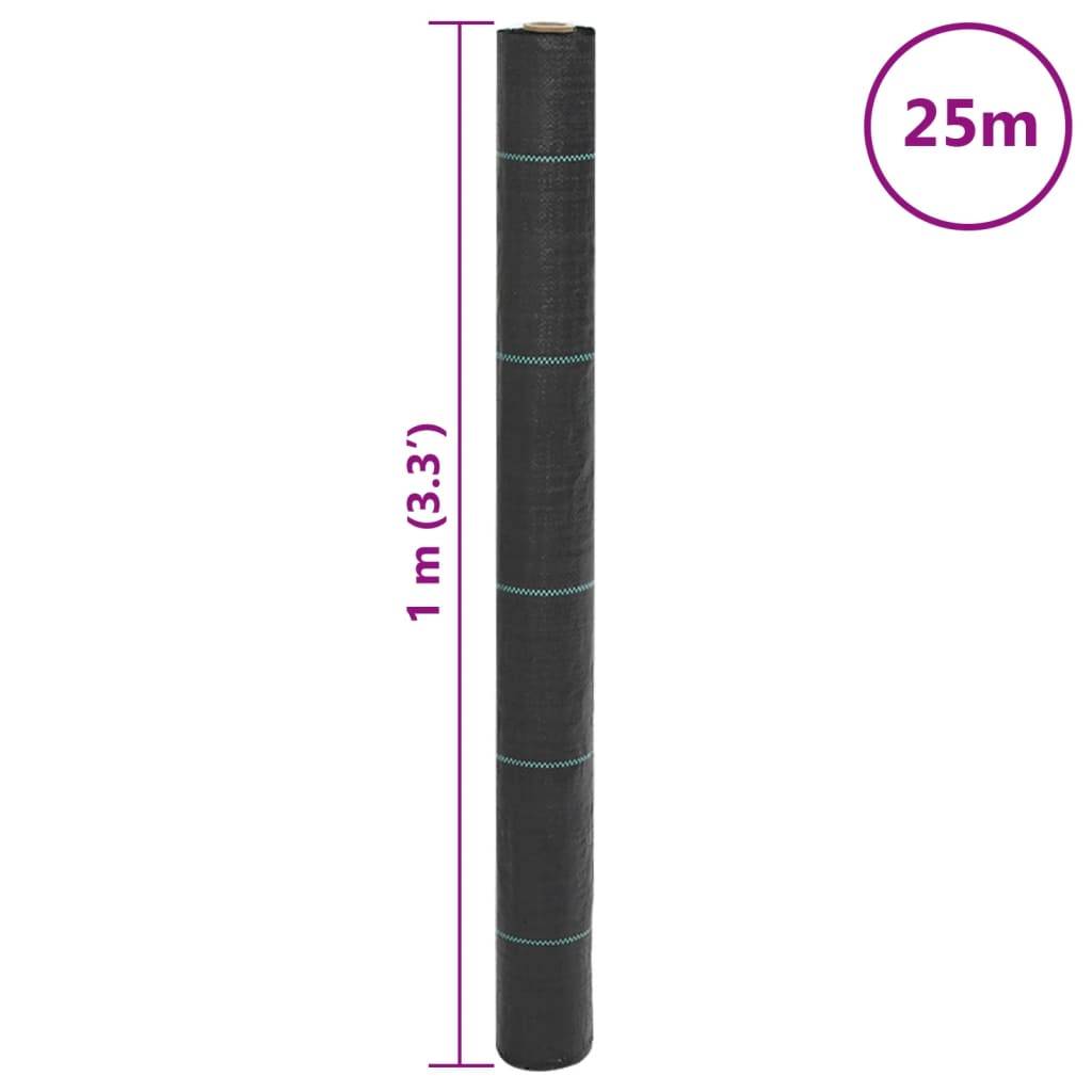 Bâche Anti-Mauvaises Herbes PP 100g/m² pour Aménagement Paysager et Potager 1x25 m Noir - ComfortXL Outdoor Living - Image 8