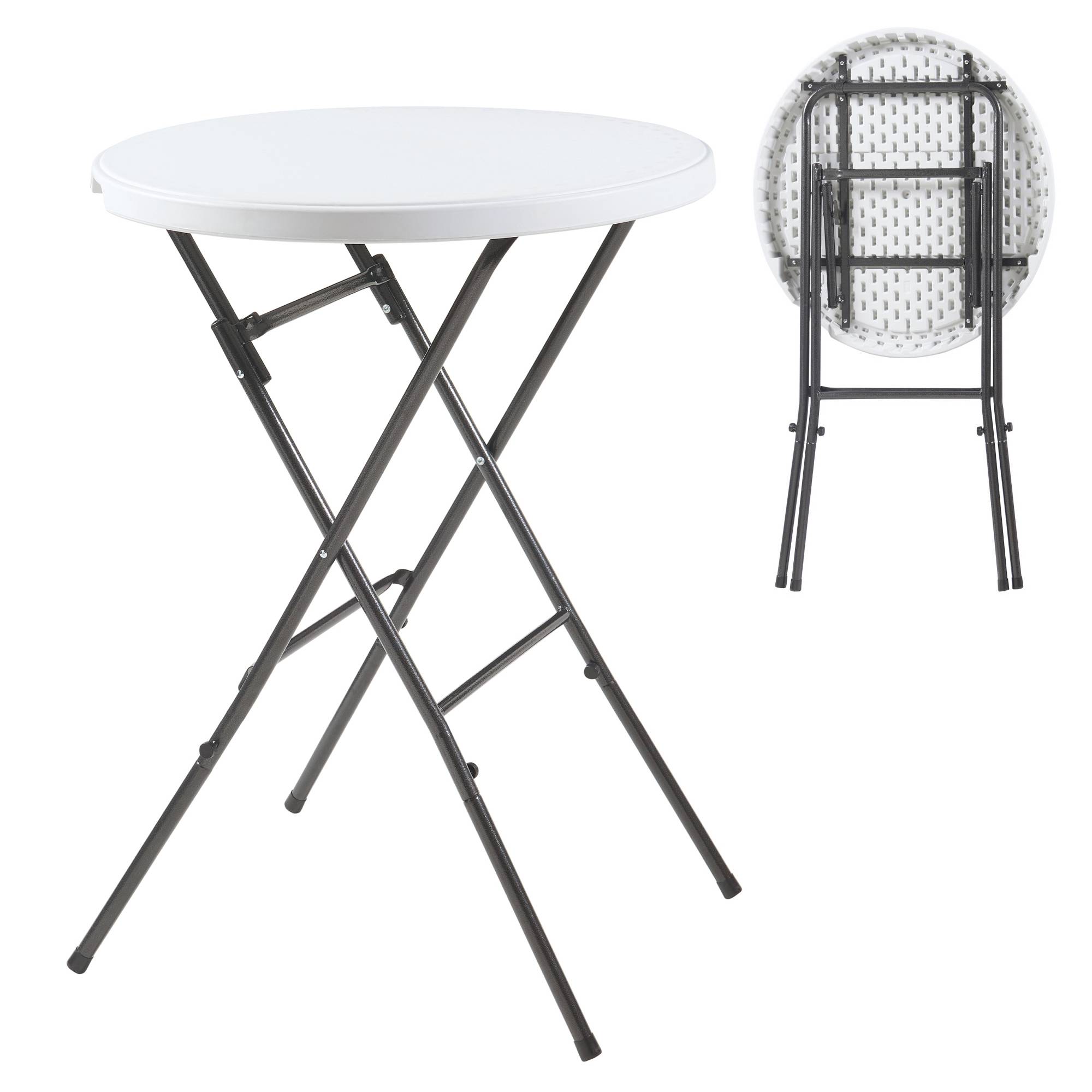 Table haute pliante Ljusnarsberg avec plateau rond 80 x 110 cm blanc [en.casa] - Image 1