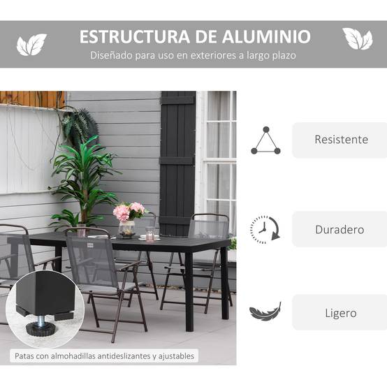 ComfortXL - Table de terrasse aluminium composite extérieur grand format 8 places 190x90cm noir - ComfortXL Outdoor Living - Image 7