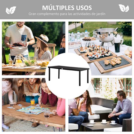 ComfortXL - Table de terrasse aluminium composite extérieur grand format 8 places 190x90cm noir - ComfortXL Outdoor Living - Image 8