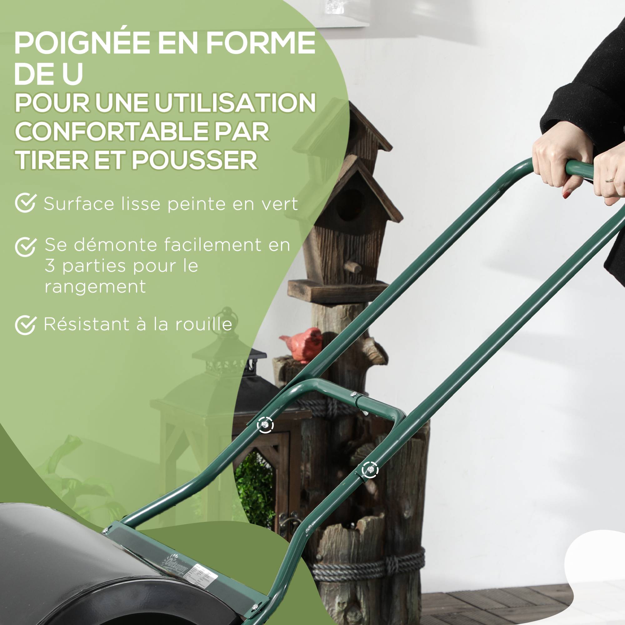 ComfortXL - Rouleau à gazon acier 50 cm noir et vert pour pelouse lestable 60 L eau ou sable - ComfortXL Outdoor Living - Image 7