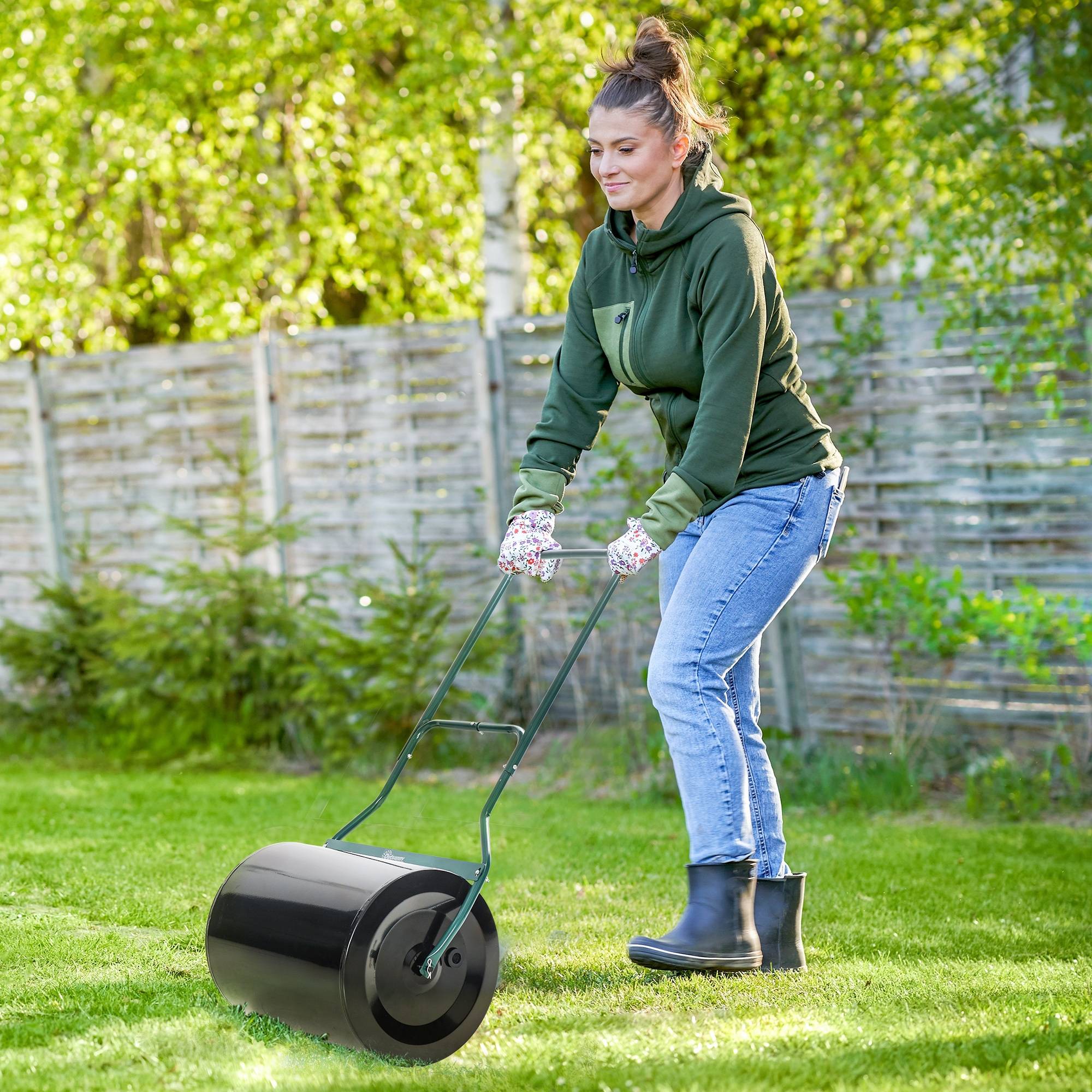 ComfortXL - Rouleau à gazon acier 50 cm noir et vert pour pelouse lestable 60 L eau ou sable - ComfortXL Outdoor Living - Image 2