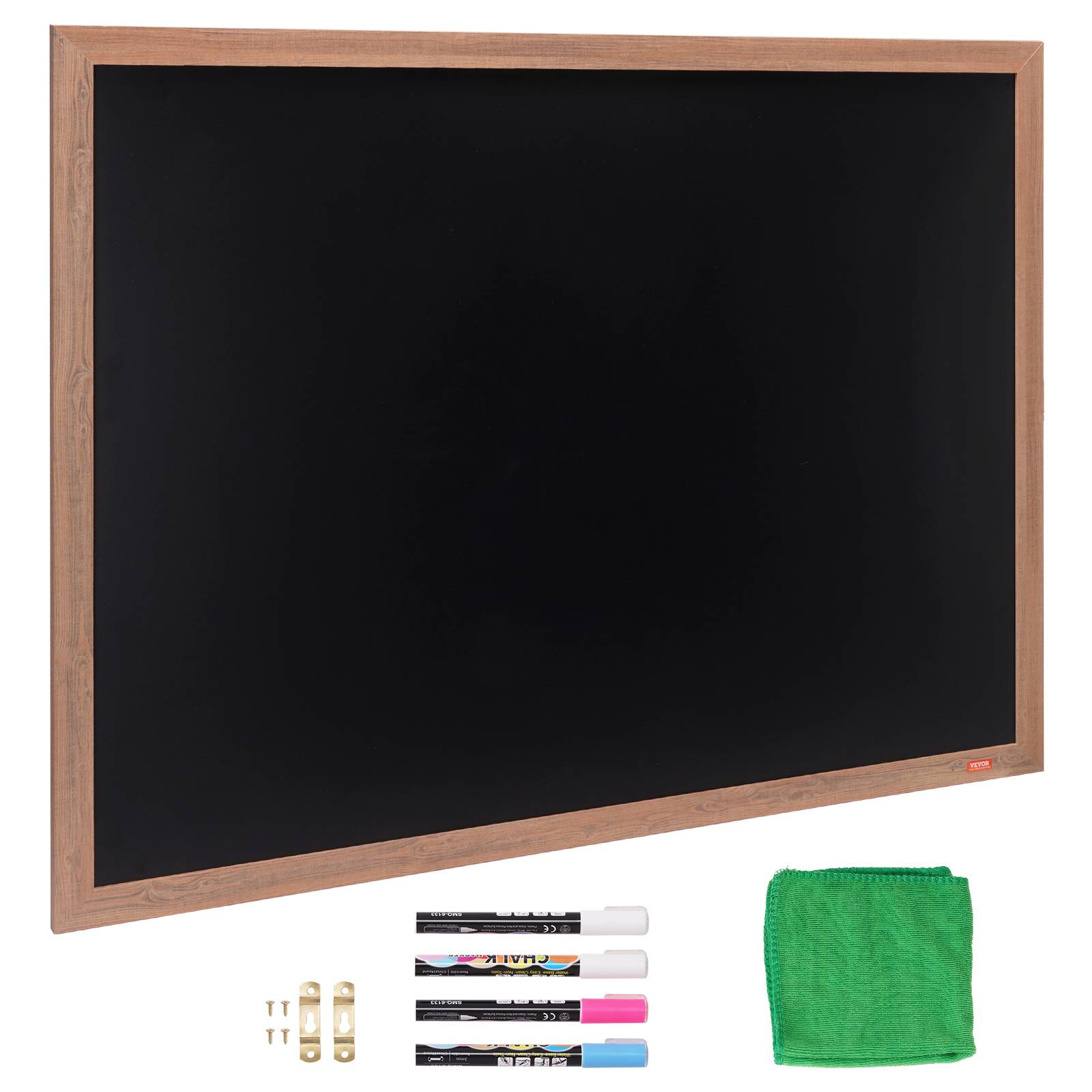 VEVOR Tableau noir magnétique 89x117 cm, cadre bois, 4 marqueurs. - Image 1