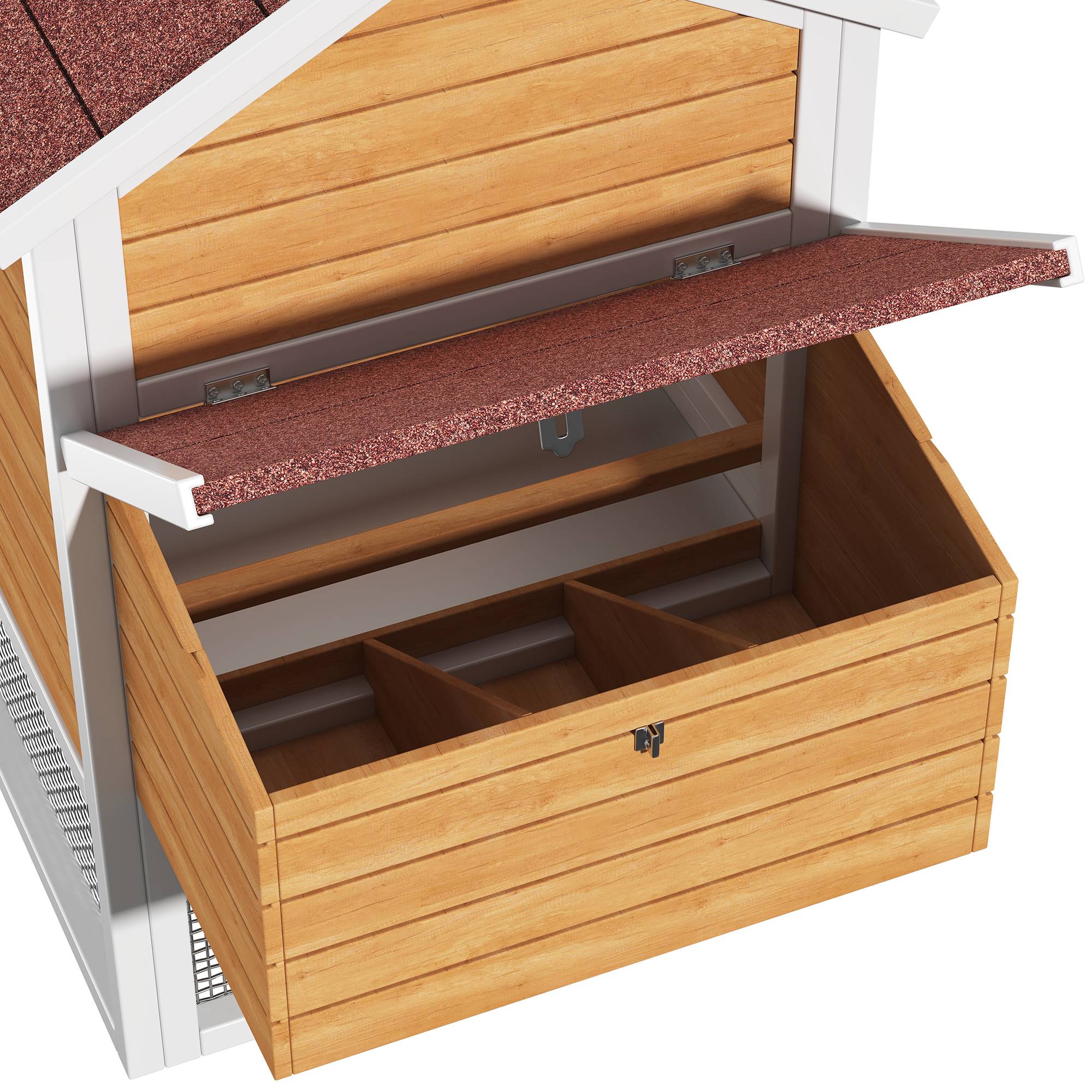 ComfortXL - Poulailler bois de sapin pour 6 poules avec pondoir et enclos 185x91x115cm bois naturel - ComfortXL Outdoor Living - Image 5