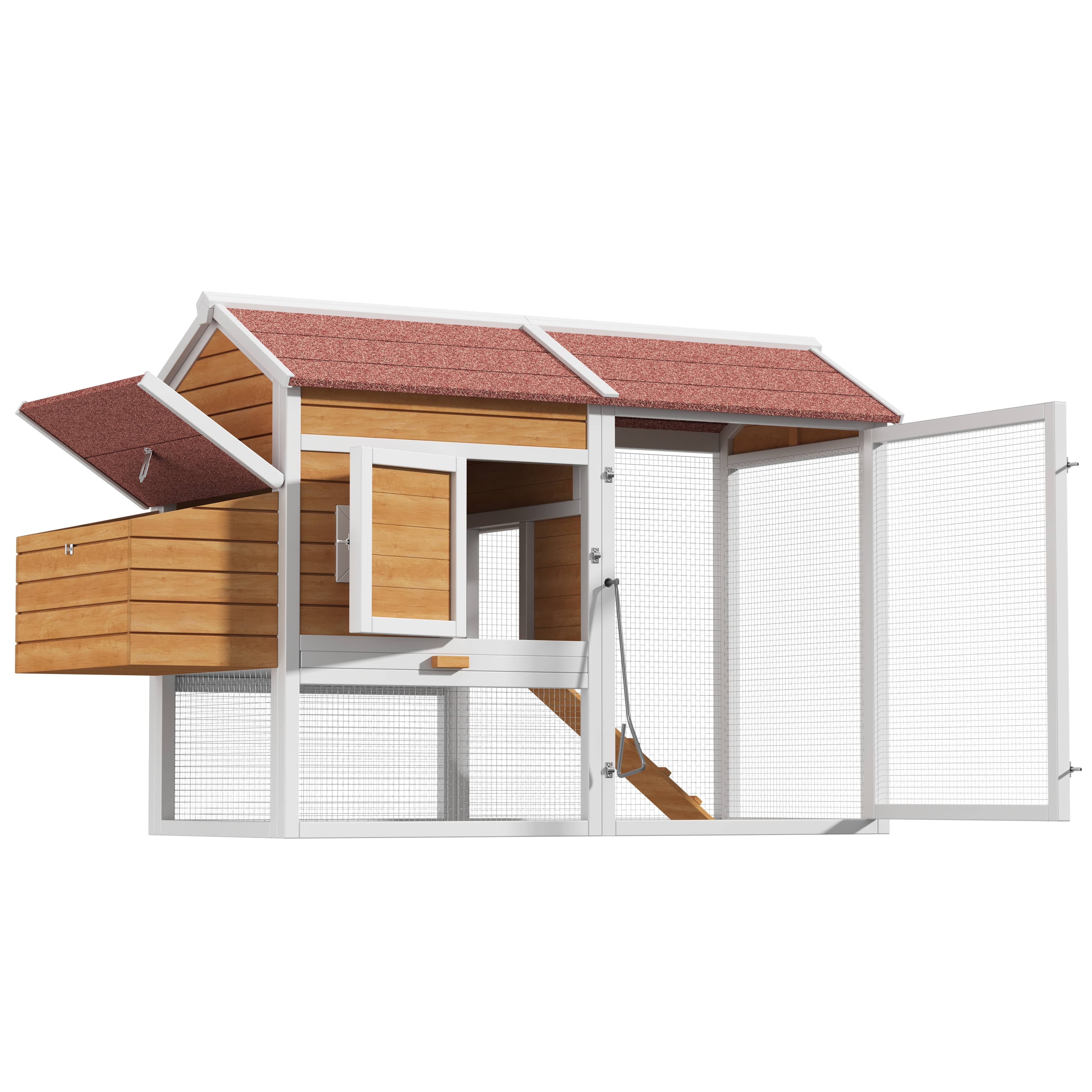 ComfortXL - Poulailler bois de sapin pour 6 poules avec pondoir et enclos 185x91x115cm bois naturel - ComfortXL Outdoor Living - Image 2