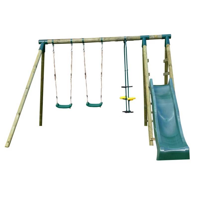 Chalet & Jardin - Portique bois avec balançoire, vis-à-vis et toboggan - COMANCHE - 330 x 260 x 230 cm - Image 1