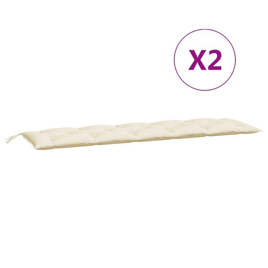 Lot de 2 Coussins de banc de jardin blanc crème tissu Oxford P128 - Image 5