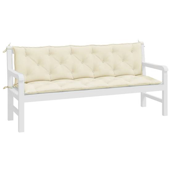 Lot de 2 Coussins de banc de jardin blanc crème tissu Oxford P128 - Image 4