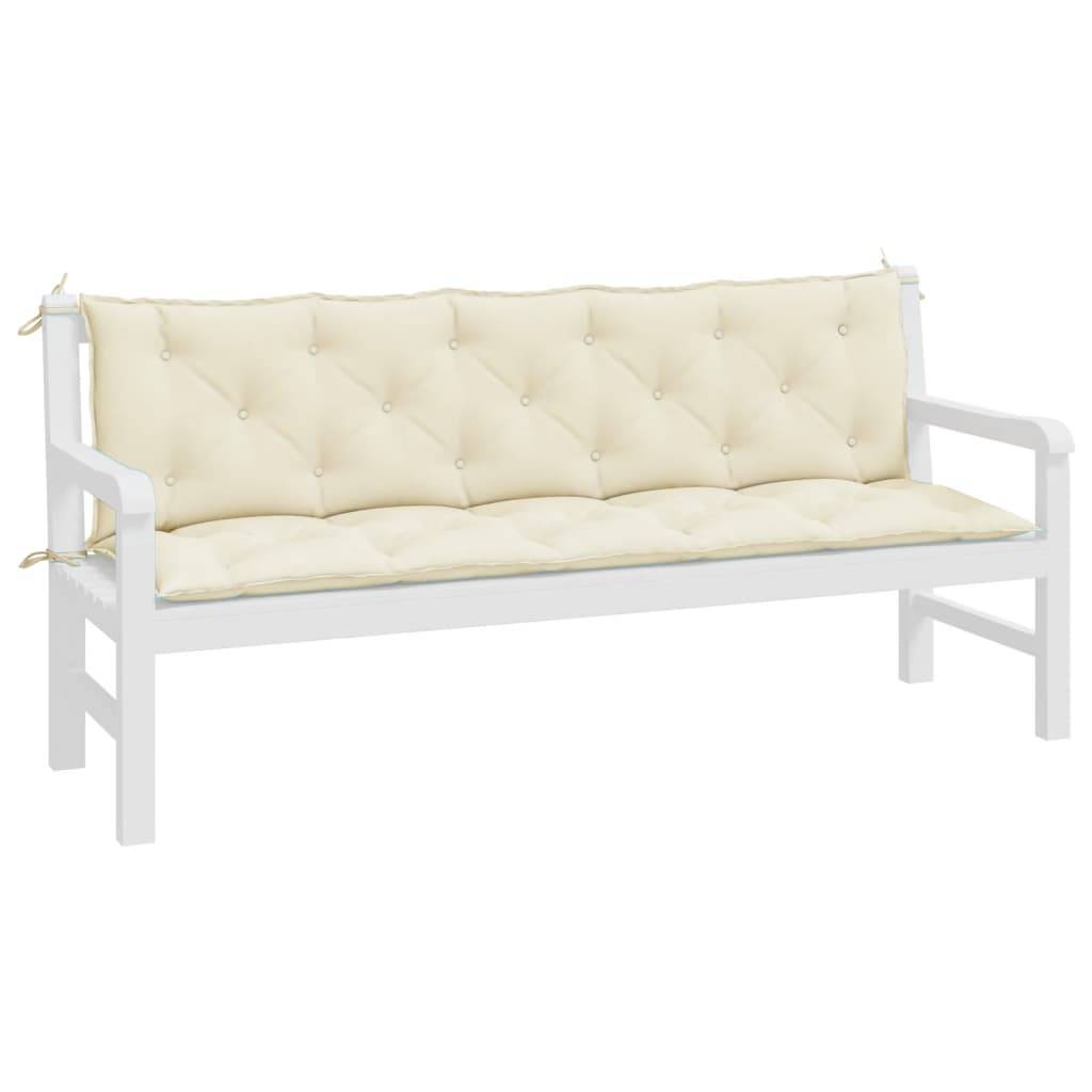 Lot de 2 Coussins de banc de jardin blanc crème tissu Oxford P128 - Image 4