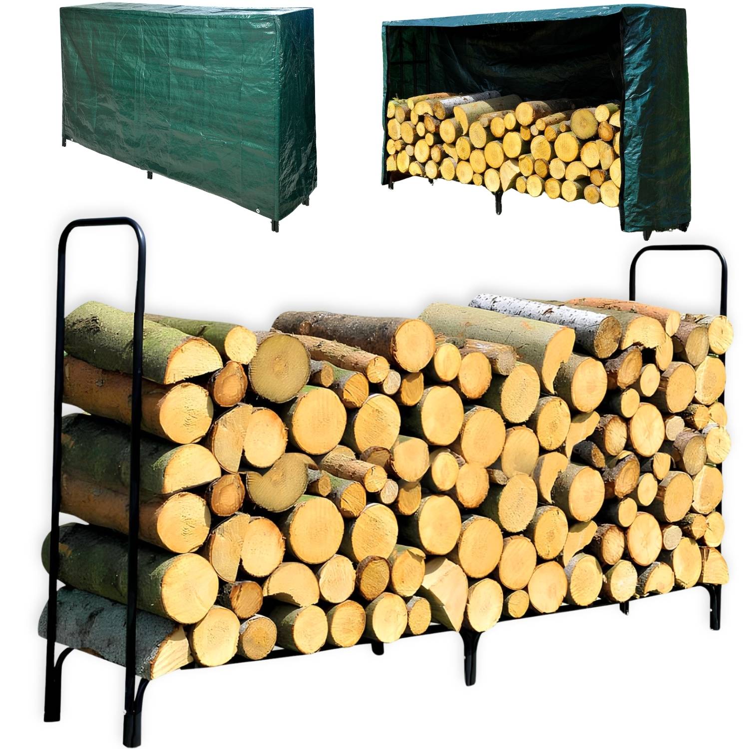 Sans Marque - Serre bûche en acier galvanisé avec bâche de protection - 200x115x36 cm - DIVERS - Image 1