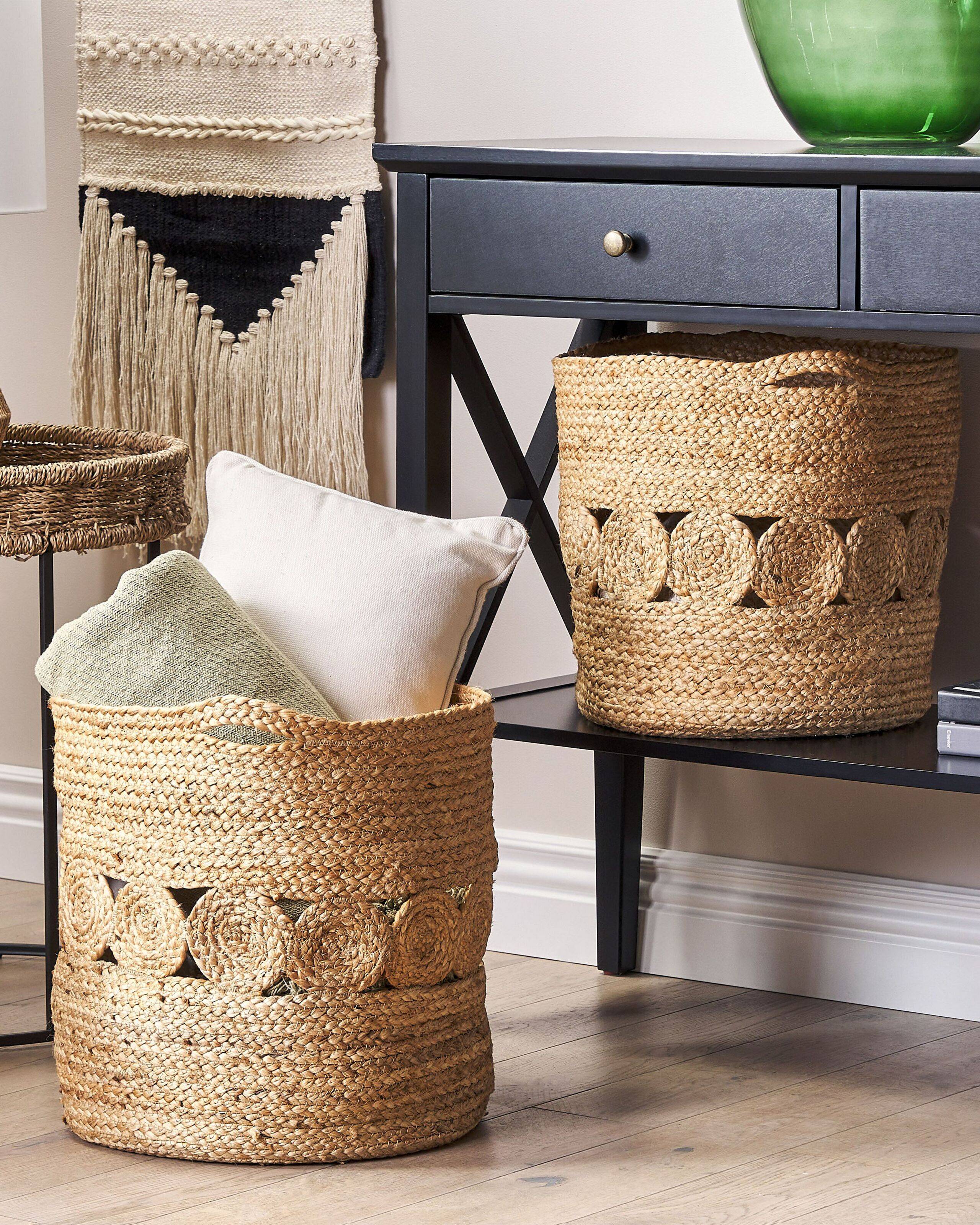 Beliani - Paniers Naturel en Jute Rond 34/37 cm Corbeille à Linge Tressée Rangement pour Intérieur Minimaliste Boîte Lot de 2 - Image 2