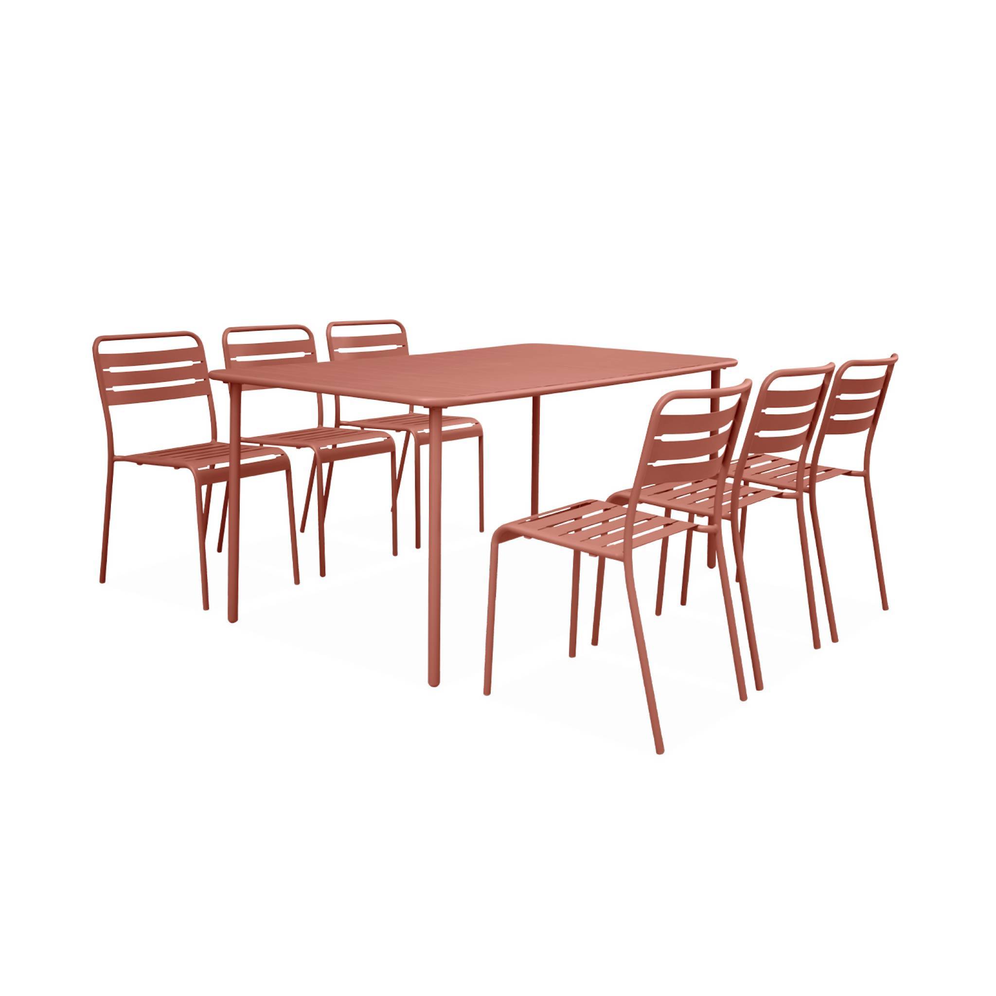 Table de jardin métal + 6 assises terracotta Amélia | sweeek - Image 2