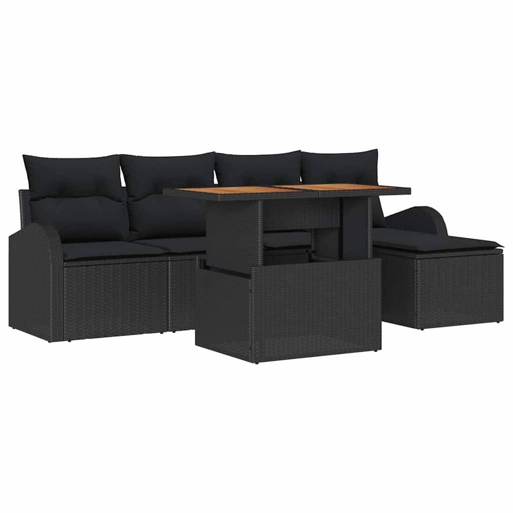Ensemble de Jardin 4 Places Poly Rotin 6 Éléments Modulables avec Rangement Noir – ComfortXL Outdoor Living - Image 2
