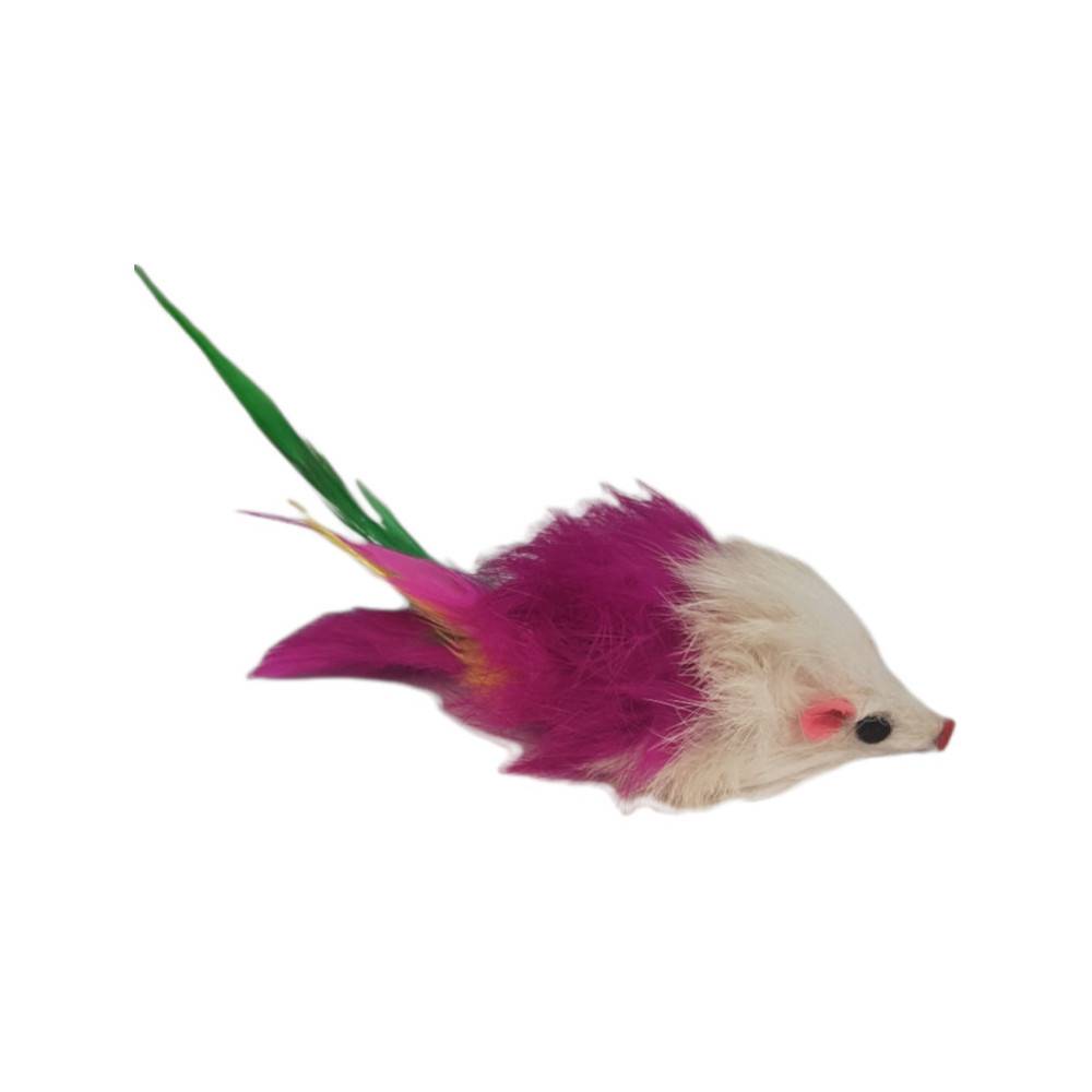 animallparadise - 3 souris à plume  jouet pour chat multi couleur - Image 3