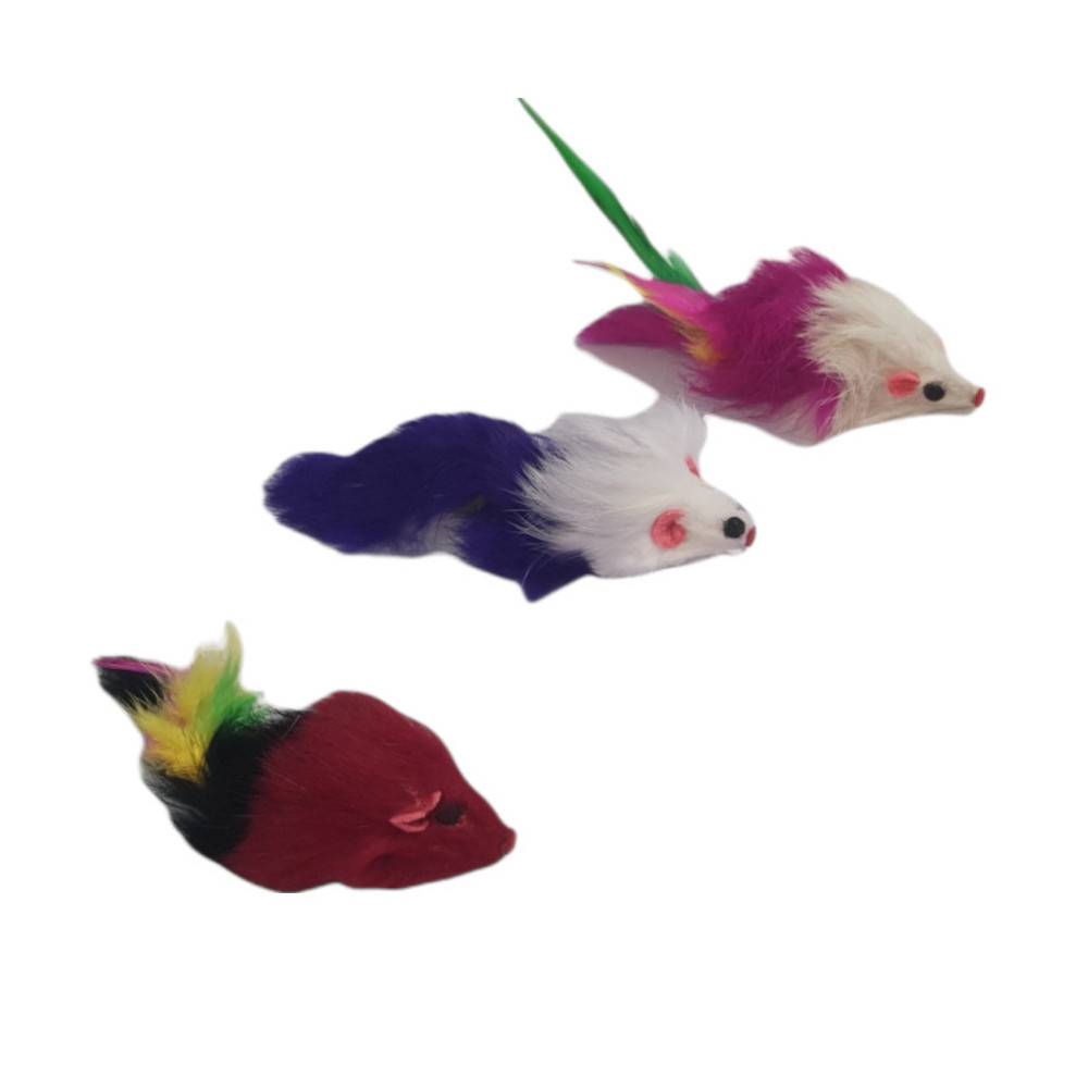 animallparadise - 3 souris à plume  jouet pour chat multi couleur - Image 8