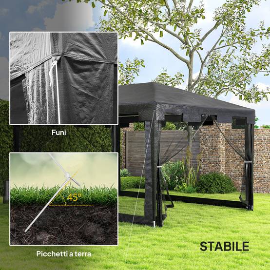 Tonnelle de Jardin Métal Réceptions Extérieures Moustiquaires 4x3m Gris Foncé - ComfortXL Outdoor Living - Image 8