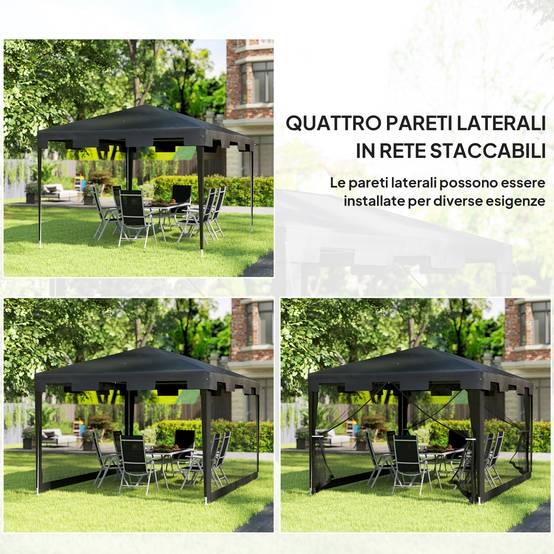 Tonnelle de Jardin Métal Réceptions Extérieures Moustiquaires 4x3m Gris Foncé - ComfortXL Outdoor Living - Image 6