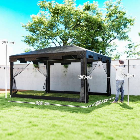 Tonnelle de Jardin Métal Réceptions Extérieures Moustiquaires 4x3m Gris Foncé - ComfortXL Outdoor Living - Image 5