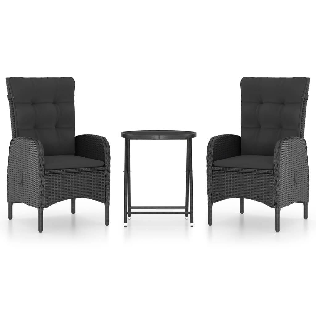 Vidaxl - Ensemble de bistro de jardin 3 pcs Résine tressée et verre Noir vidaXL 3058540 - Image 2