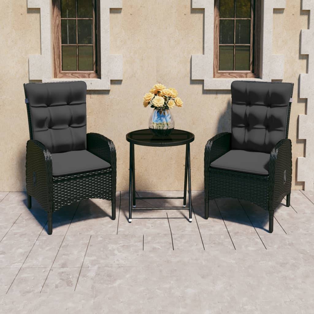 Vidaxl - Ensemble de bistro de jardin 3 pcs Résine tressée et verre Noir vidaXL 3058540 - Image 1