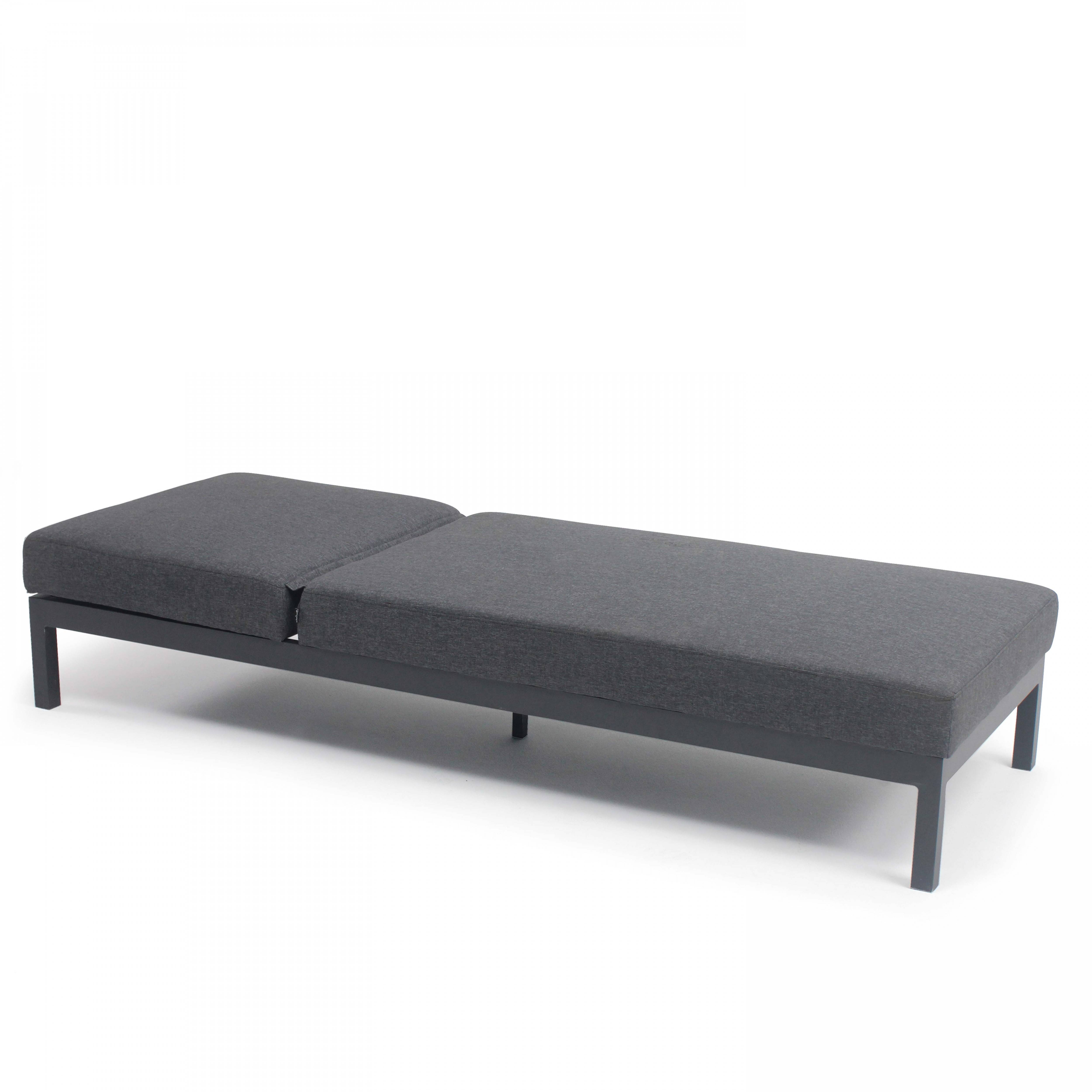 Oviala - Lot de 2 bains de soleil inclinable en aluminium gris anthracite Galapagos - Oviala - Image 4