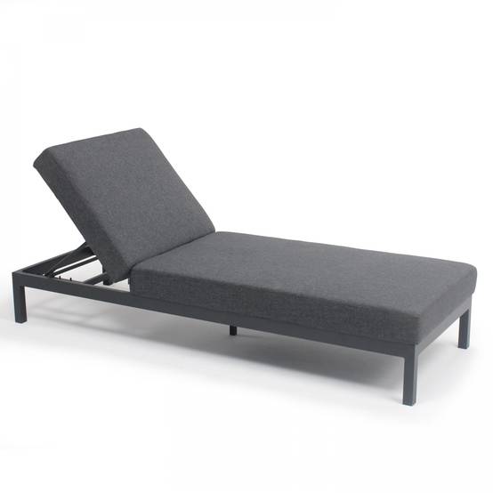 Oviala - Lot de 2 bains de soleil inclinable en aluminium gris anthracite Galapagos - Oviala - Image 3