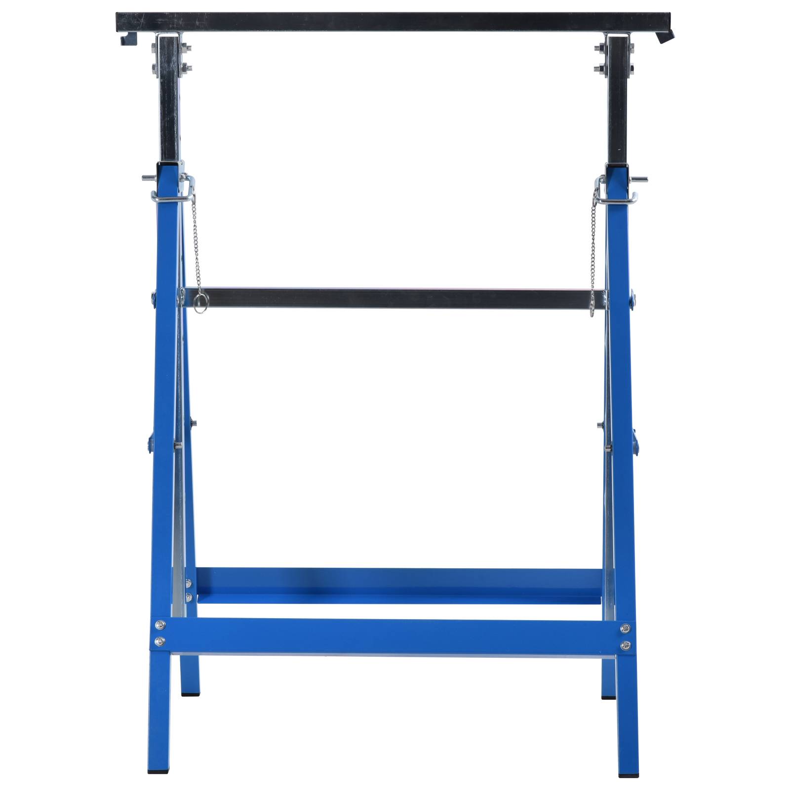 ComfortXL - Lot de 2 tréteaux télescopiques pliants en acier Q195 bleu et argent 80 à 130 cm pour atelier et jardin - Image 4